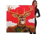 Pittura A Olio Cervo, 100% Dipinto A Mano Pittura Murale Xl, 100X100Cm