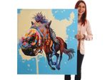Pittura Ad Olio Cavallo, 100% Dipinto A Mano Murale 3D Pittura Xl, 100X90Cm