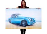 Pittura Ad Olio Auto D'epoca, 100% Dipinto A Mano Pittura Murale Xl, 140X80Cm