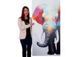 Pittura A Olio Elefante Ii, 100% Dipinto A Mano Pittura Murale Xl, 140X70Cm