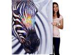 Pittura A Olio Testa Di Zebra, 100% Dipinto A Mano Pittura Murale Xl, 120X90Cm