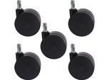 Set Di 5 Rotelle Universali T533, Rotelle Per Sedie Da Ufficio, Portata 150 Kg, Ø 11 Mm Per Impieghi Gravosi