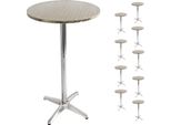 Set Di 10 Tavoli Da Bar In Alluminio, Tavolo Da Bistrot, Regolabile In Altezza 70/110Cm Ø=60Cm ~ Pieghevole