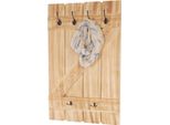 Appendiabiti A Parete HWC-D13, Pannello Appendiabiti Appendiabiti, 6 Ganci 91X60Cm ~ Pino