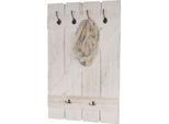 Appendiabiti A Parete HWC-D13, Appendiabiti, Pannello Appendiabiti, 6 Ganci 91X60Cm ~ Bianco Shabby