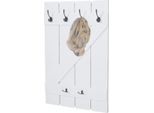 Appendiabiti A Parete HWC-D13, Appendiabiti, Pannello Appendiabiti, 6 Ganci 91X60Cm ~ Laccato Bianco