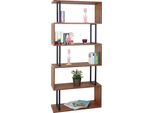 Libreria HWC-A27, Scaffale Indipendente, Scaffale Da Salotto, 183X80Cm Struttura 3D A 5 Livelli ~ Aspetto Rovere Selvatico, Metallo Nero