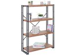 Libreria HWC-A27, Scaffale Indipendente, Scaffale Da Salotto, 121X80Cm Struttura 3D A 4 Livelli, Aspetto Rovere Selvatico