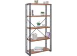 Libreria HWC-A27, Scaffale Indipendente, Scaffale Da Salotto, 165X80Cm Struttura 3D A 5 Livelli ~ Aspetto Rovere Selvatico