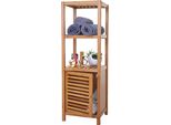 Mensola Da Bagno HWC-B18, Mensola Per Mobile Da Bagno Con Anta, Bambù ~ 110X36X34Cm