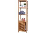 Mensola Da Bagno HWC-B18, Mensola Per Mobile Da Bagno Con Anta, Bambù ~ 140X36X34Cm