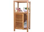 Scaffale Da Bagno HWC-B18, Scaffale Per Mobile Da Bagno Con Anta, Bambù ~ 80X36X34Cm
