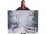 Pittura Ad Olio Villaggio, 100% Pittura Murale Dipinta A Mano Xl, 120X90Cm