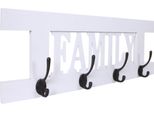 Appendiabiti A Parete HWC-C60 Family, Appendiabiti, Pannello Appendiabiti, Look Shabby Vintage 60X21Cm ~ Bianco Laccato