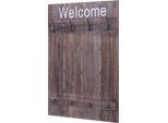 Appendiabiti Da Parete HWC-C89 Welcome, Pannello Appendiabiti, Look Shabby Vintage, 91X60Cm ~ Marrone, Shabby