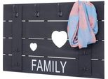 Appendiabiti Da Parete HWC-C89 Family, Appendiabiti A Pannello, Vintage Shabby, 8 Ganci 60X90Cm ~ Grigio Scuro, Shabby