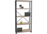 Libreria HWC-A27, Scaffale Indipendente, Scaffale Da Salotto, 165X80Cm Struttura 3D 5 Livelli ~ Aspetto Rovere