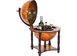 Globe Bar HWC-D85, Tavolo Bar Minibar Portabottiglie, Globo Ø 33 Cm In Legno Di Eucalipto Certificato Mvg