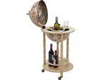 Globe Bar HWC-D83, Portabottiglie Da Minibar, Globo Ø 33 Cm Arrotolabile In Legno Di Eucalipto Mvg ~ Marrone Naturale