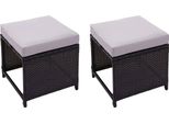 Set Di 2 Sgabelli In Poly Rattan HWC-G16, Sgabello Da Giardino, Sgabello, Gastronomia ~ Nero, Cuscino Grigio Chiaro