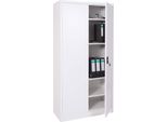 Armadio Per Archiviazione HWC-H17, Armadio In Acciaio Armadio Per Ufficio Armadio, 2 Porte Con Serratura In Metallo ~ 185X90X40Cm Bianco