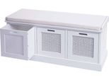 Panca HWC-J49, Panca Imbottita Panca Armadio, Cuscini Portaoggetti Vano Portaoggetti 47X110X40Cm ~ Bianco, Rivestimento Bianco Panna