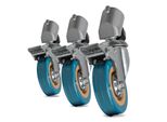 Walimex Pro Ruote Per Treppiedi Pro Set Di 3 - Set Di Ruote Per Treppiedi - Metallo E Alluminio, Ø 75 Mm - Con Freno Di Bloccaggio - Per Gambe Di Treppiedi Ø 18-22 Mm - Per Lampade E Treppiedi Video, Grigio