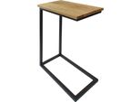 Natural Goods Berlin Tavolino C-FORM, Tavolino, Tavolino, Comodino, Vero Legno Di Quercia, Nero, Piano In Quercia (45 X 25 X 2 Cm)