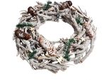 Corona D'avvento Xxl Rotonda, Decorazione Natalizia Da Tavolo, Legno Ø 48Cm Bianco-Grigio ~ Senza Candele E Supporti