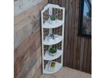 Scaffale Angolare HWC-K85, Scaffale In Piedi, Pieghevole 4 Ripiani, Legno Di Paulownia 110Cm ~ Bianco, Wickerwork Marrone