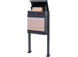 Cassetta Per Pacchi Con Supporto HWC-K41, Cassetta Per Pacchi, Stazione Per Pacchi, Cassetta Per Lettere, Metallo ~ Zincato Effetto Legno Antracite