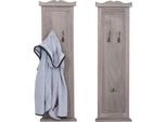 Set Di 2 Appendiabiti T33, Appendiabiti Da Parete, Pannello Appendiabiti, Ganci Da Parete In Legno 109X28X4Cm ~ Grigio-Marrone Shabby