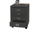 Piedistallo Mobile HWC-L49, Armadio A Cassetti In Acciaio, Schedario, Metallo 55X40X41Cm 4 Cassetti ~ Grigio Scuro