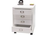 Piedistallo Mobile HWC-L49, Armadio A Cassetti In Acciaio, Schedario, Metallo 55X40X41Cm 4 Cassetti ~ Bianco