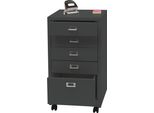 Piedistallo Mobile HWC-L49, Armadio A Cassetti In Acciaio, Schedario, Metallo 75X40X41Cm 5 Cassetti ~ Grigio Scuro