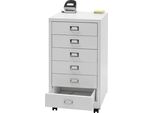 Piedistallo Mobile HWC-L49, Armadio A Cassetti In Acciaio, Schedario, Metallo 75X40X41Cm 6 Cassetti ~ Bianco