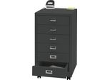 Piedistallo Mobile HWC-L49, Armadio A Cassetti In Acciaio, Schedario, Metallo 75X40X41Cm 6 Cassetti ~ Grigio Scuro