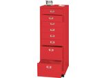 Piedistallo Mobile HWC-L49, Armadio A Cassetti In Acciaio, Schedario, Metallo 115X40X41Cm 8 Cassetti ~ Rosso