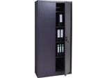 Armadio Per Archiviazione HWC-H17, Armadio In Acciaio Armadio Per Ufficio Armadio, 2 Porte Con Serratura In Metallo ~ 185X90X40Cm Grigio Scuro