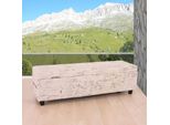 Aufbewahrungs-Truhe Kriens, Sitzbank Bank, Stoff/Textil, 45X114X45Cm Mvg-Zertifiziert ~ Schriftzug, Creme