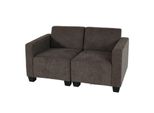 Modular 2-Sitzer Sofa Couch Moncalieri, Stoff/Textil ~ Braun
