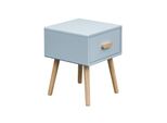 Rebecca Mobili Comodino Tazart 44X35X35 Legno Mdf Azzurro Marrone Scandinavo