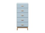 Rebecca Mobili Cassettiera Kuro 115X50X40 Legno Mdf Azzurro Marrone Scandinavo