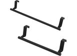 Set Di 2 Portasciugamani Sospesi In Acciaio Inox | Portasciugamani Da Cucina Nero In Due Misure Per Ante Di Armadietti | Portasciugamani Da 23 Cm E 36 Cm Senza Foratura | Portasciugamani Salvaspazio Per La Cucina