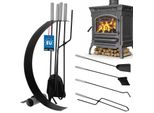 Kotarbau® Set Camino Nero Set Stufa Moderna Accessori Per Stufa In Acciaio Set Camino Spazzola Pala Pinze Poker Con Manici In Acciaio Inox Stand Set Pulizia Caminetto Accessori Per Caminetto Strumenti Per Caminetto