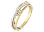 Goldring Jobo Gr. 56, Gelb (Gelbgold 375), Fingerringe, Damen, 56, Gelbgold 375 WeißGold 375, Gelbgold 375, WeißGold 375, Goldring, 375 Gold Bicolor Mit 3 Zirkonia