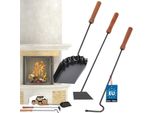 Kotarbau Set Di Attrezzi Per Caminetto Con Attizzatoio Raschietto Per Cenere Pala Per Carbone Set Di Attrezzi Per Caminetto Posate Manico In Legno Stufa Cucchiaio Nero Per Carbone Ferro Da Stiro Per Stufe