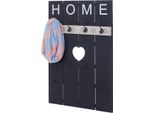 Appendiabiti Da Parete HWC-C89 Home, Appendiabiti A Pannello, Look Shabby Vintage, 8 Ganci 91X60Cm ~ Grigio Scuro, Shabby