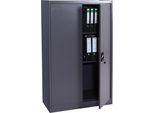 Armadio Per Archiviazione HWC-H17, Armadio In Acciaio Armadio Per Ufficio Armadio, 2 Porte Con Serratura In Metallo ~ 140X90X40Cm Grigio Scuro