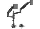 Supporto Doppio Per Monitor Wiltec Con Piastra Vesa Per Monitor Piatti E Curvi, Supporto Per Monitor Fino A 20 Kg, Supporto Per Monitor Con Morsetto Da Tavolo